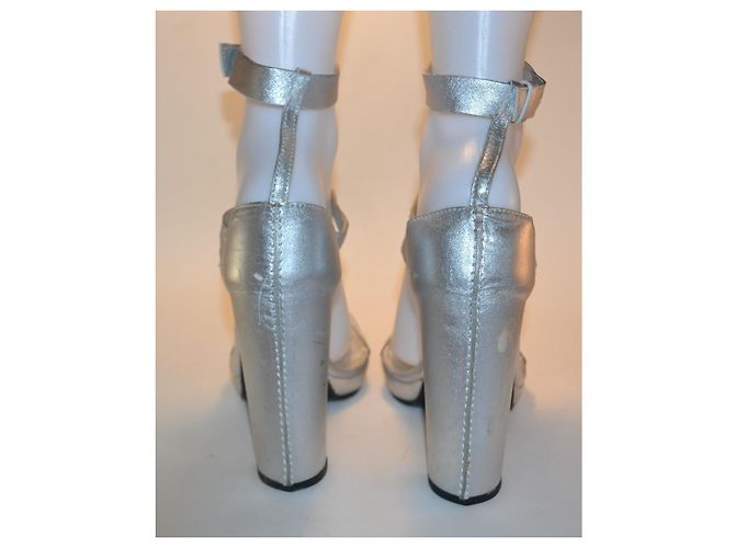 Sandali Costume National in pelle argento 37 IT - vista 3