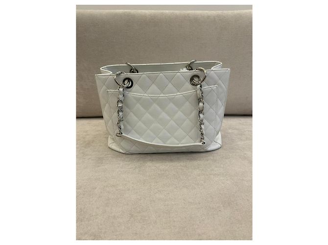 Chanel Grand Shopping Tote in pelle caviar bianca Bianco - vista 2