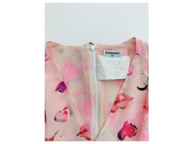 Chanel Silk Dress Pink Lip and Signature Print Multiple colors - view 10