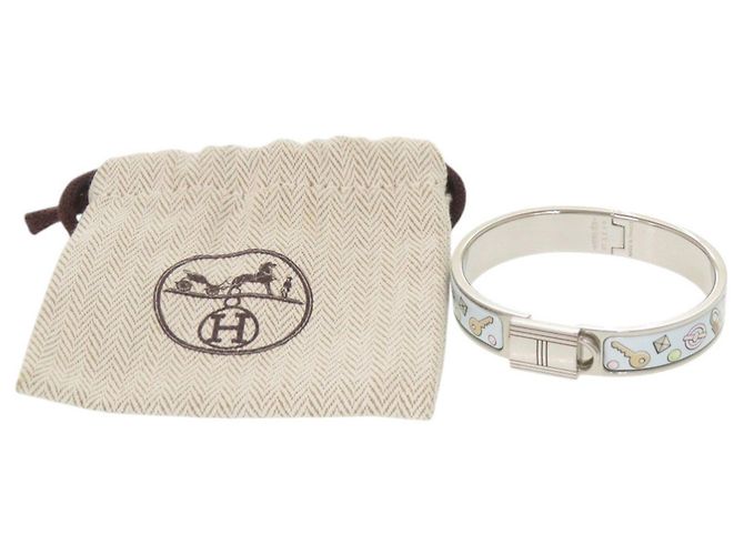 Bracciale in metallo blu chiaro e argento di Hermès - vista 2