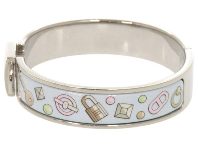 Bracciale in metallo blu chiaro e argento di Hermès - vista 3