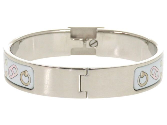Bracciale in metallo blu chiaro e argento di Hermès - vista 4