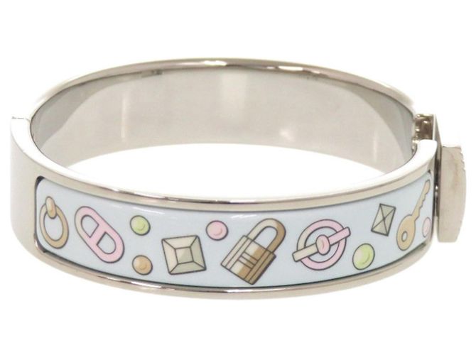 Bracciale in metallo blu chiaro e argento di Hermès - vista 5