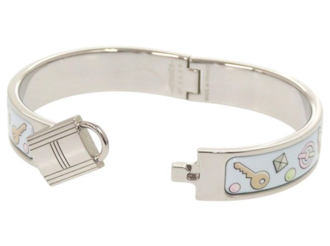 Bracciale in metallo blu chiaro e argento di Hermès - vista 6