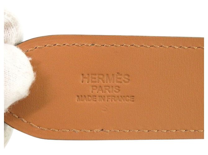 Hermès Hermes Etrivière Leather Bicolor Belt White Green - view 5