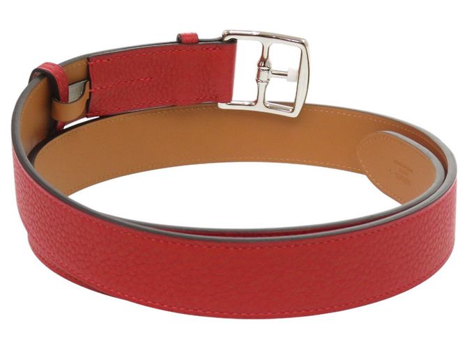 Hermès Hermes Etrivière Leather Belt Silvery Red - view 2