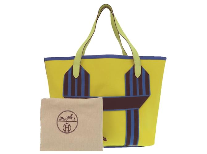 Borsa Tote Pure Sangle Hermès Blu D'oro Giallo - vista 2