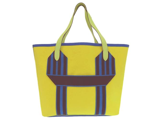 Borsa Tote Pure Sangle Hermès Blu D'oro Giallo - vista 3