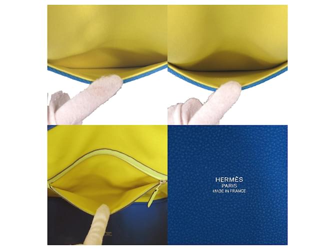 Borsa Tote Pure Sangle Hermès Blu D'oro Giallo - vista 7