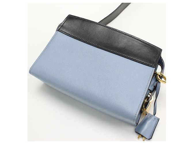 Borsa a spalla in pelle blu PRADA - vista 2
