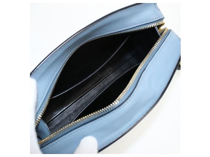 Borsa a spalla in pelle blu PRADA - vista 3