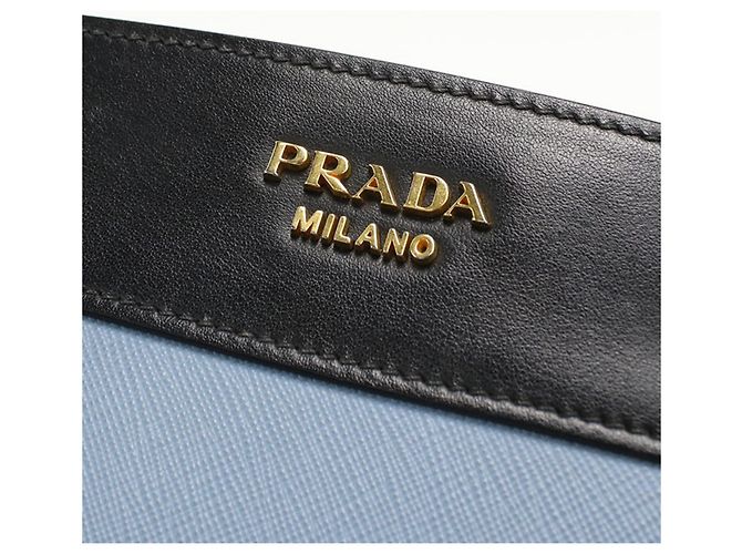 Borsa a spalla in pelle blu PRADA - vista 4