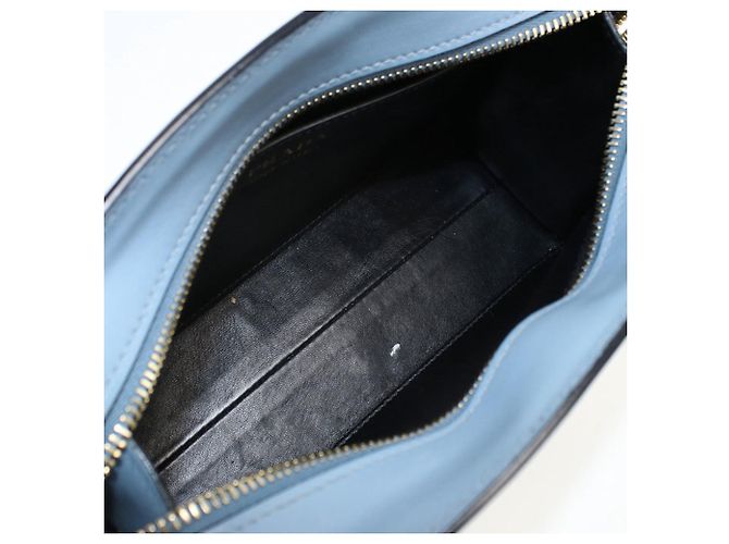 Borsa a spalla in pelle blu PRADA - vista 7