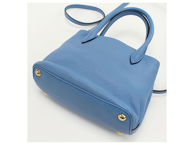 Borsa in pelle blu Prada - vista 2
