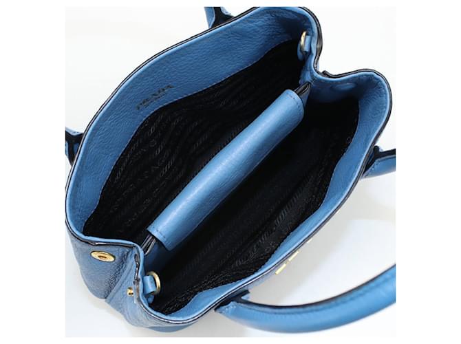 Borsa in pelle blu Prada - vista 3