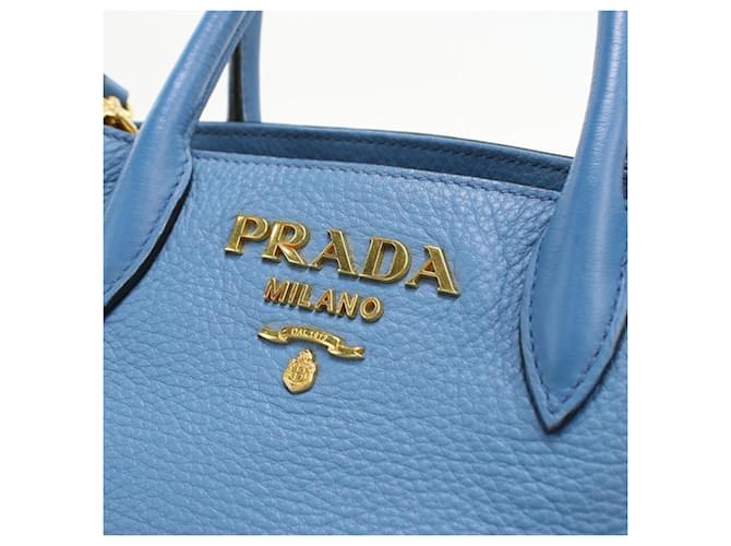 Borsa in pelle blu Prada - vista 4