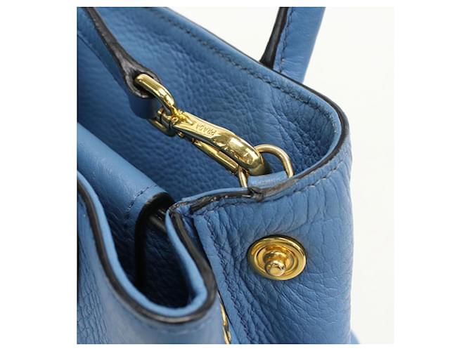 Borsa in pelle blu Prada - vista 6