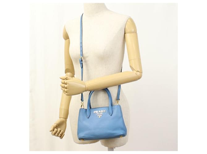 Borsa in pelle blu Prada - vista 8