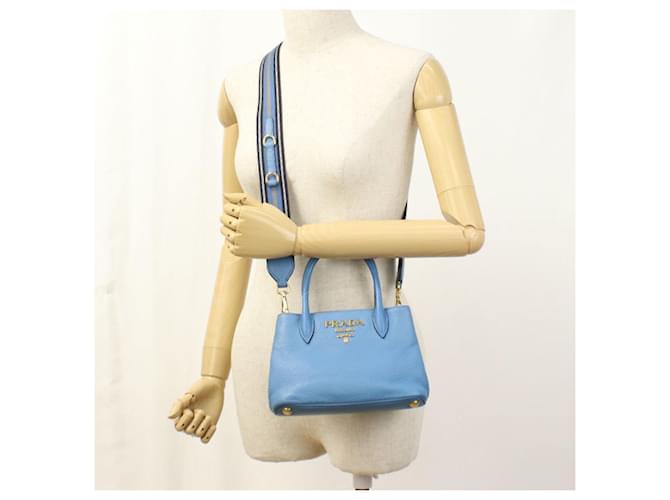 Borsa in pelle blu Prada - vista 9