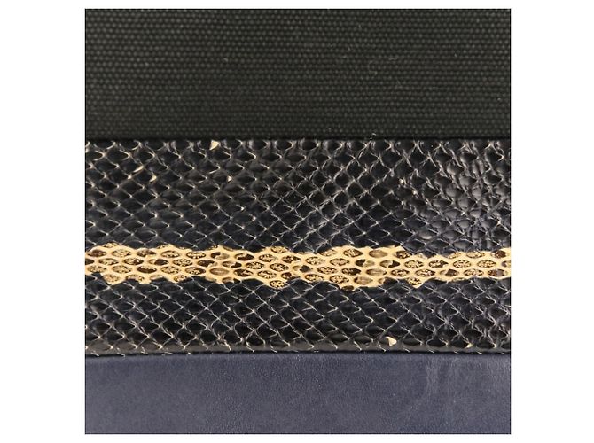 PRADA Mini Bolsa de Mão/Shoulder em Canapa Patchwork Preto Azul marinho - vista 13