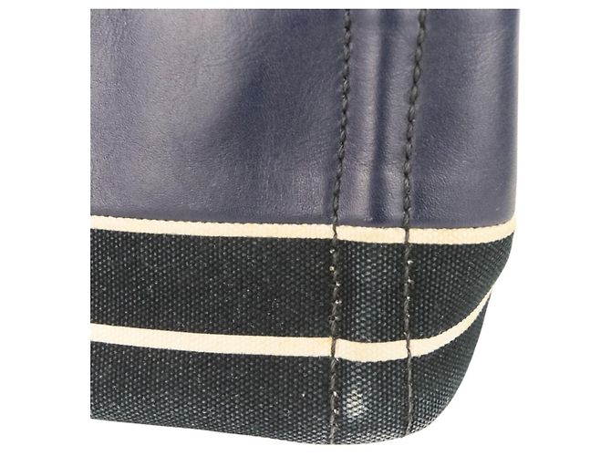 PRADA Mini Bolsa de Mão/Shoulder em Canapa Patchwork Preto Azul marinho - vista 16