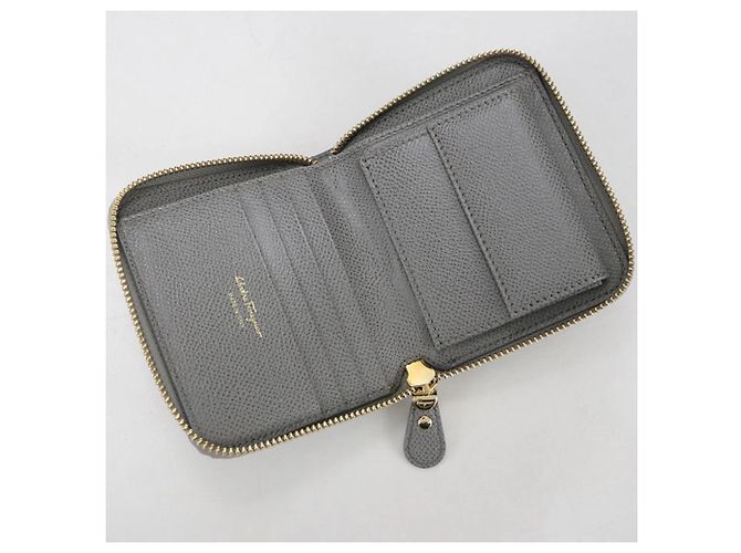 Billetera bi-fold de piel de ternera gris Salvatore Ferragamo Castaño - vista 3