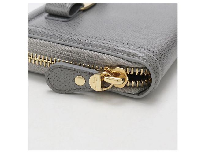 Billetera bi-fold de piel de ternera gris Salvatore Ferragamo Castaño - vista 6