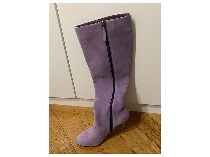 Botas Valentino de ante lila tacón 10 cm Púrpura - vista 4