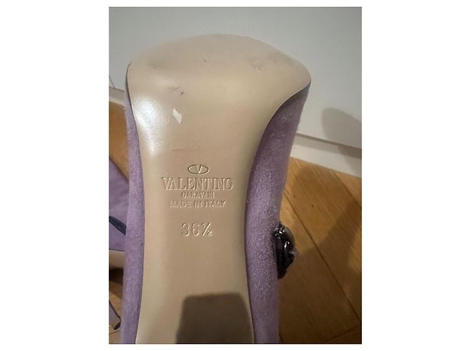 Botas Valentino de ante lila tacón 10 cm Púrpura - vista 5