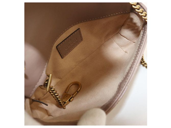 Borsa a Spalla Gucci Mini GG Marmont Beige - vista 3