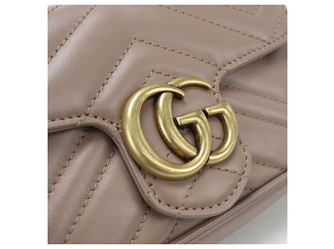 Borsa a Spalla Gucci Mini GG Marmont Beige - vista 5