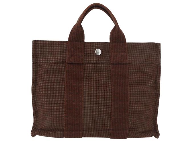 Hermès HERMES Borsa a Mano Her Line PM Tela Marrone Argento Auth 175534 - vista 2