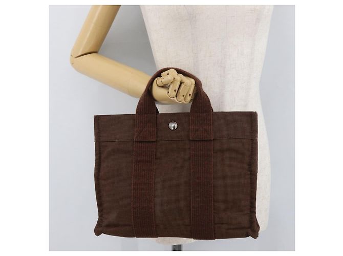 Hermès HERMES Borsa a Mano Her Line PM Tela Marrone Argento Auth 175534 - vista 22