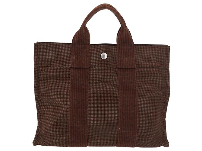 Hermès HERMES Borsa a Mano Her Line PM Tela Marrone Argento Auth 175534 - vista 3