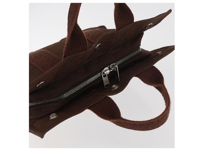 Hermès HERMES Borsa a Mano Her Line PM Tela Marrone Argento Auth 175534 - vista 7
