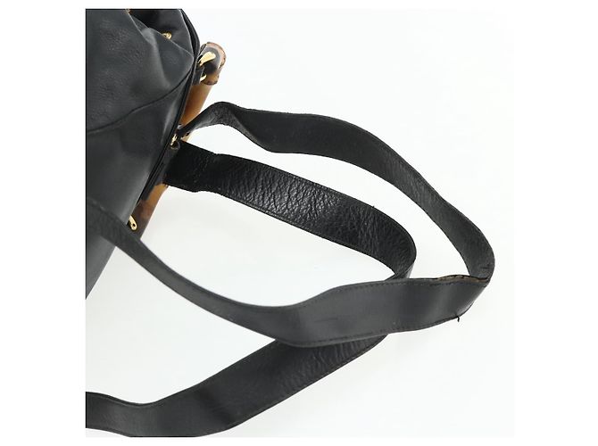 Zaino in Pelle Gucci Bamboo Nero Oro 003 1998 0016 Auth 176041 - vista 10
