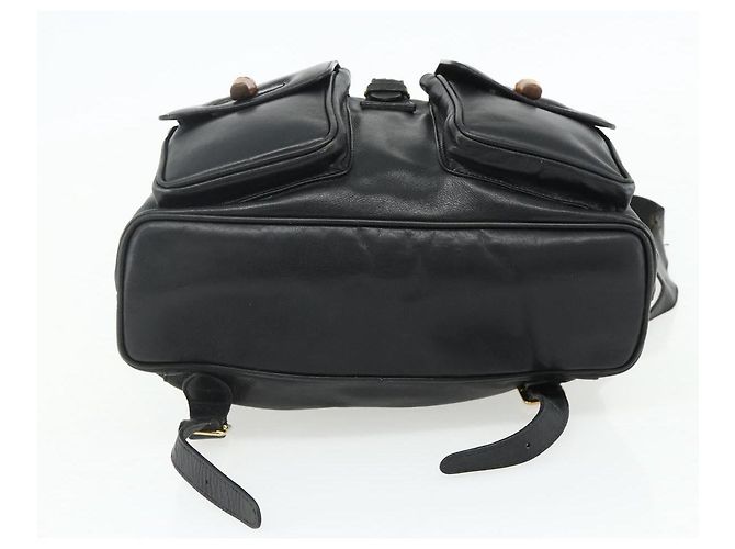 Zaino in Pelle Gucci Bamboo Nero Oro 003 1998 0016 Auth 176041 - vista 11