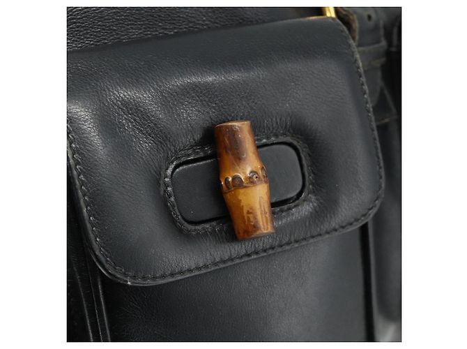 Zaino in Pelle Gucci Bamboo Nero Oro 003 1998 0016 Auth 176041 - vista 16