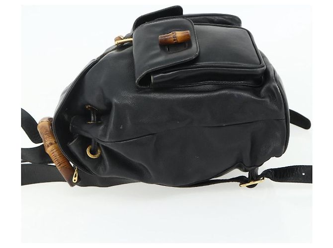 Zaino in Pelle Gucci Bamboo Nero Oro 003 1998 0016 Auth 176041 - vista 4