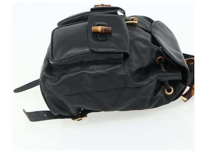 Zaino in Pelle Gucci Bamboo Nero Oro 003 1998 0016 Auth 176041 - vista 5