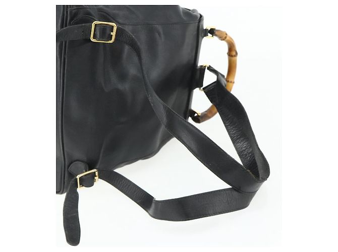 Zaino in Pelle Gucci Bamboo Nero Oro 003 1998 0016 Auth 176041 - vista 9