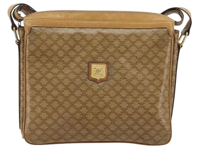 16 Céline Borsa a Spalla in Tela Macadam CELINE PVC Beige Oro Auth YKZ1105 D'oro - vista 2