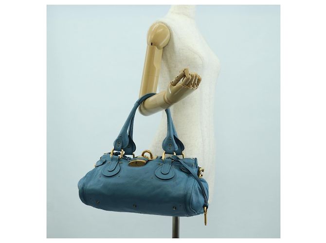 Chloé Borsa a mano Chloe Paddington in pelle blu oro argento autentica YKZ1547SAM D'oro - vista 24