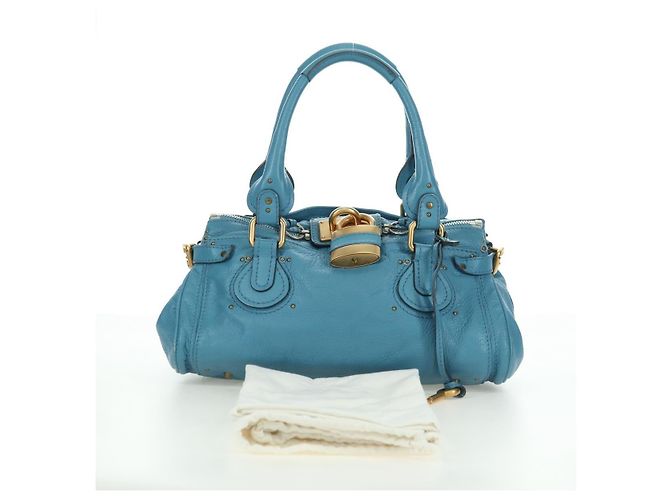 Chloé Borsa a mano Chloe Paddington in pelle blu oro argento autentica YKZ1547SAM D'oro - vista 25