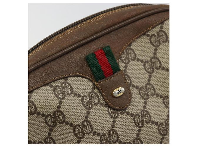 Borsa Sherry Line GG Supreme Web di GUCCI in PVC beige e oro 89 02 066 Auth BA12034 D'oro - vista 14
