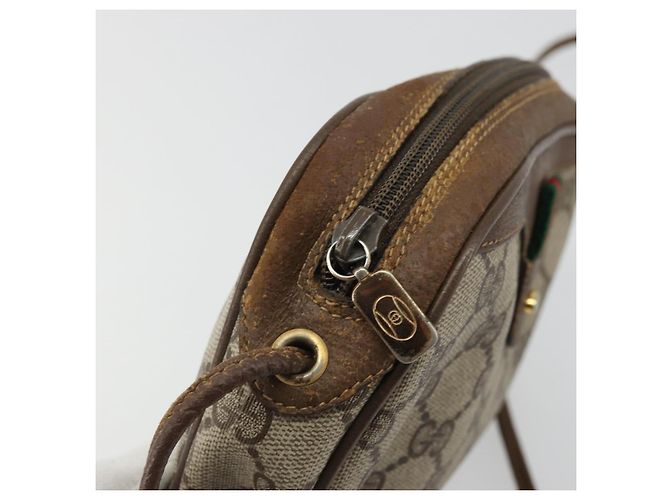 Borsa Sherry Line GG Supreme Web di GUCCI in PVC beige e oro 89 02 066 Auth BA12034 D'oro - vista 15