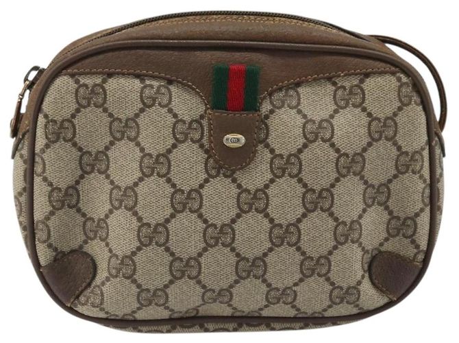 Borsa Sherry Line GG Supreme Web di GUCCI in PVC beige e oro 89 02 066 Auth BA12034 D'oro - vista 2