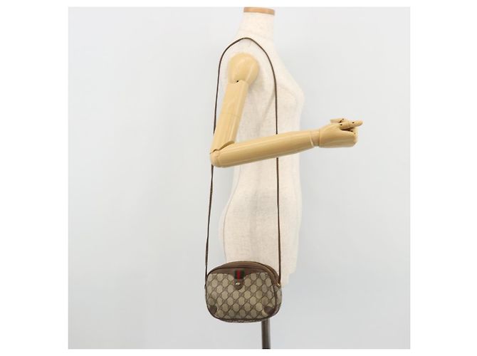 Borsa Sherry Line GG Supreme Web di GUCCI in PVC beige e oro 89 02 066 Auth BA12034 D'oro - vista 21
