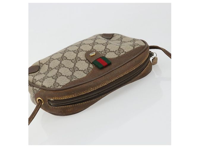 Borsa Sherry Line GG Supreme Web di GUCCI in PVC beige e oro 89 02 066 Auth BA12034 D'oro - vista 6