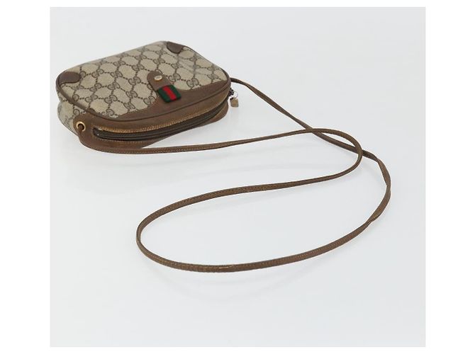 Borsa Sherry Line GG Supreme Web di GUCCI in PVC beige e oro 89 02 066 Auth BA12034 D'oro - vista 7